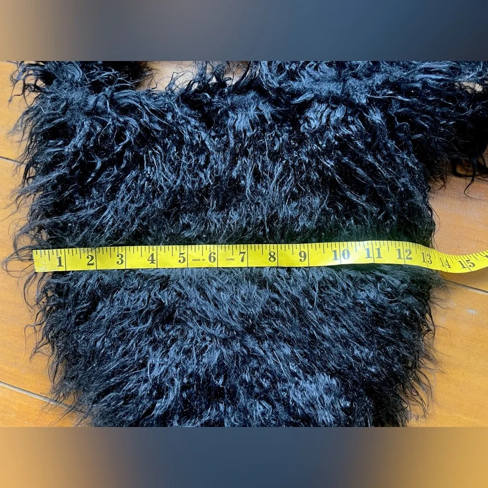 Dolls Kill Widow Faux Fur Bag Black Long Hair Furry Vegan Mongolian Lamb NWOT - Picture 9 of 13